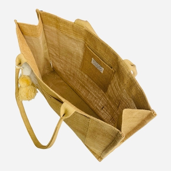 Mud Pie JUTE TAN TOTE BAG - Picture 7 of 10